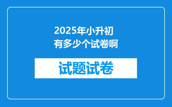 2025年小升初有多少个试卷啊