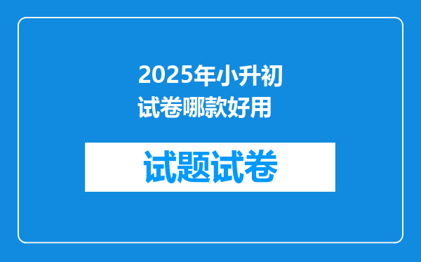 2025年小升初试卷哪款好用