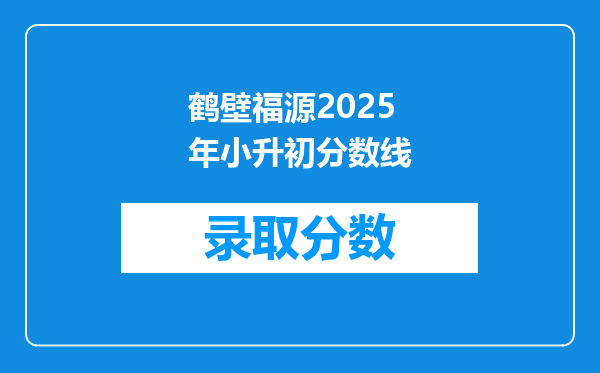 鹤壁福源2025年小升初分数线