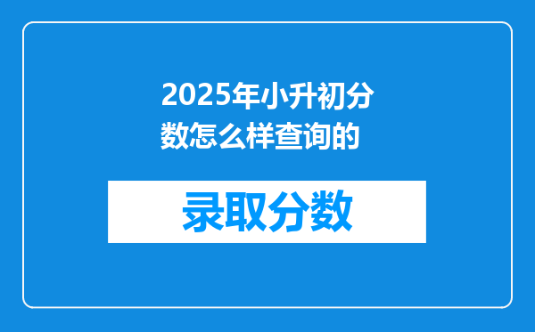 2025年小升初分数怎么样查询的