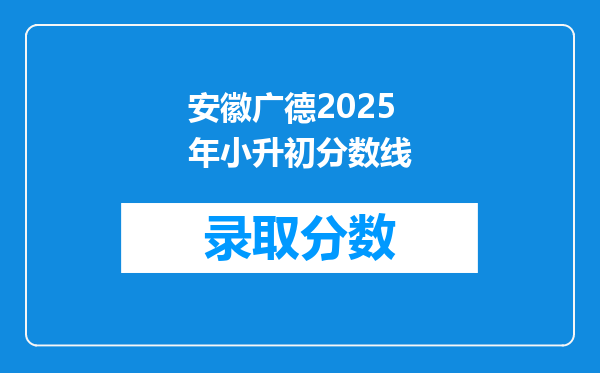 安徽广德2025年小升初分数线