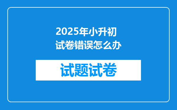 2025年小升初试卷错误怎么办