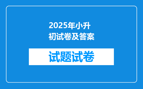 2025年小升初试卷及答案