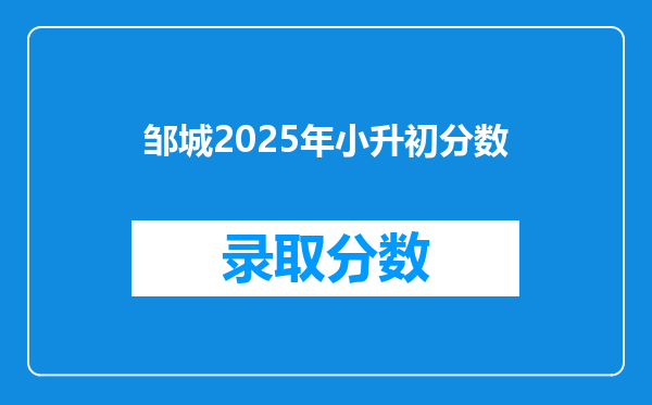 邹城2025年小升初分数