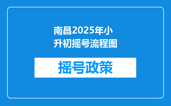 南昌2025年小升初摇号流程图