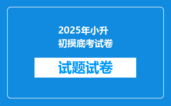 2025年小升初摸底考试卷