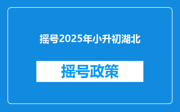 摇号2025年小升初湖北