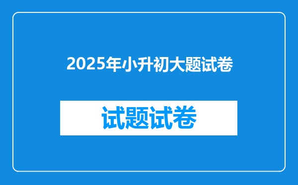 2025年小升初大题试卷