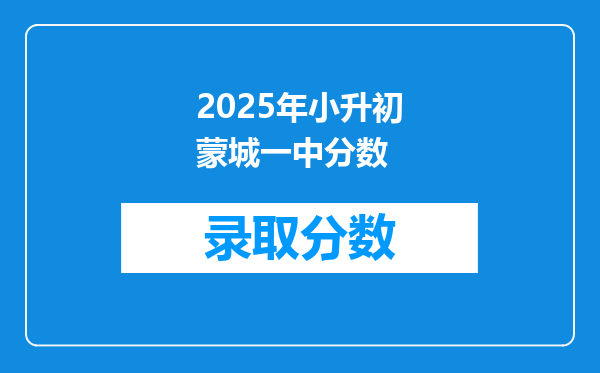 2025年小升初蒙城一中分数