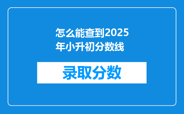 怎么能查到2025年小升初分数线