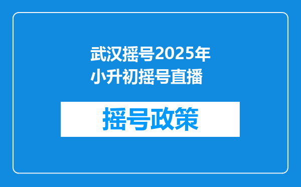 武汉摇号2025年小升初摇号直播