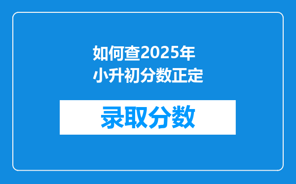 如何查2025年小升初分数正定