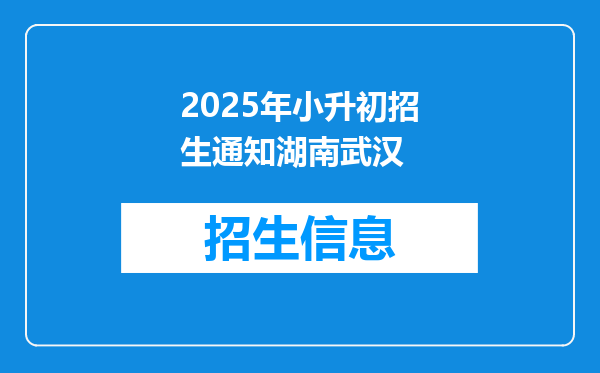 2025年小升初招生通知湖南武汉