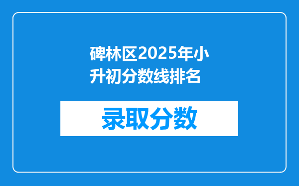 碑林区2025年小升初分数线排名