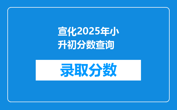 宣化2025年小升初分数查询