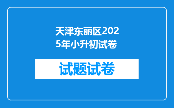 天津东丽区2025年小升初试卷