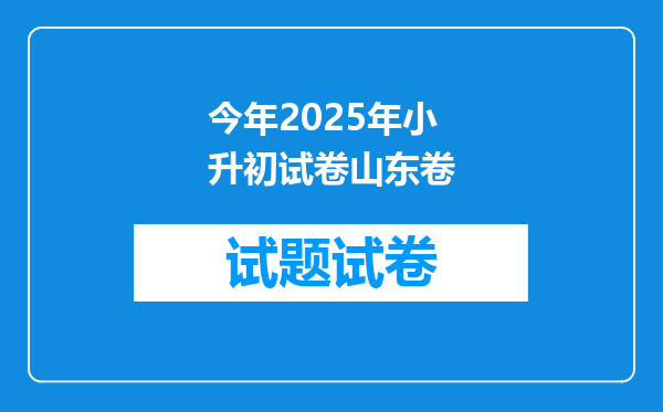 今年2025年小升初试卷山东卷