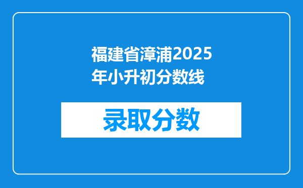 福建省漳浦2025年小升初分数线