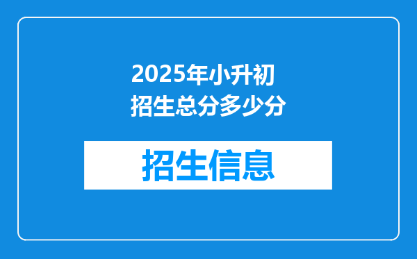 2025年小升初招生总分多少分