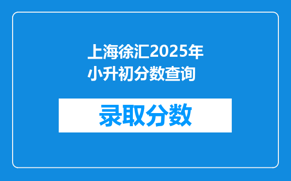 上海徐汇2025年小升初分数查询