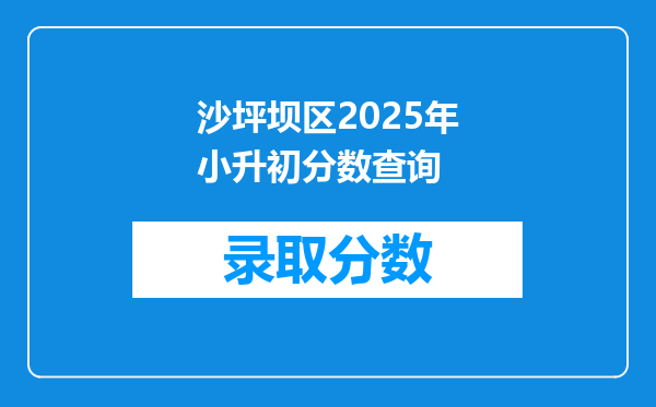 沙坪坝区2025年小升初分数查询