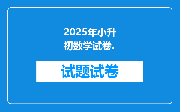 2025年小升初数学试卷.