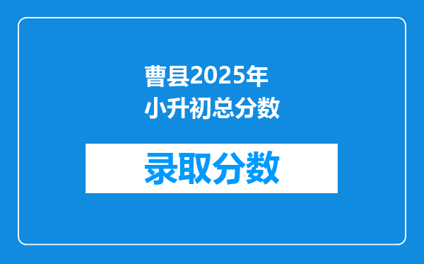 曹县2025年小升初总分数