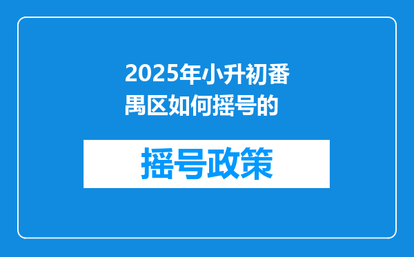 2025年小升初番禺区如何摇号的