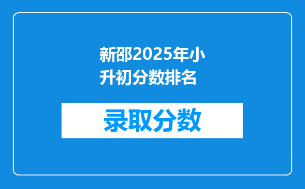 新邵2025年小升初分数排名