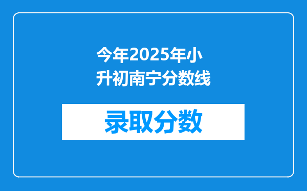 今年2025年小升初南宁分数线