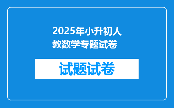 2025年小升初人教数学专题试卷