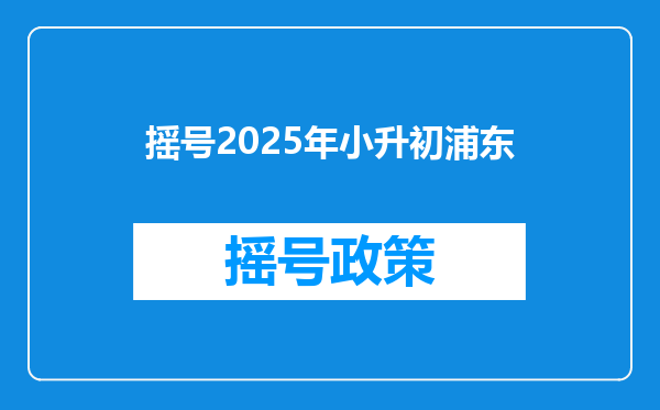 摇号2025年小升初浦东