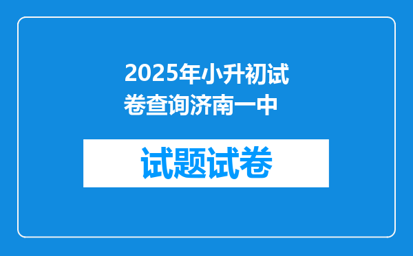 2025年小升初试卷查询济南一中