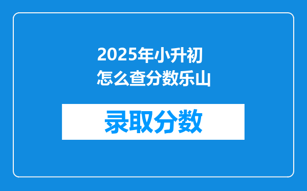 2025年小升初怎么查分数乐山