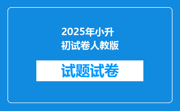 2025年小升初试卷人教版