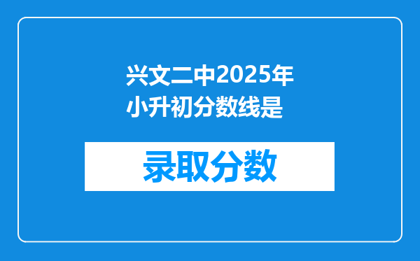 兴文二中2025年小升初分数线是