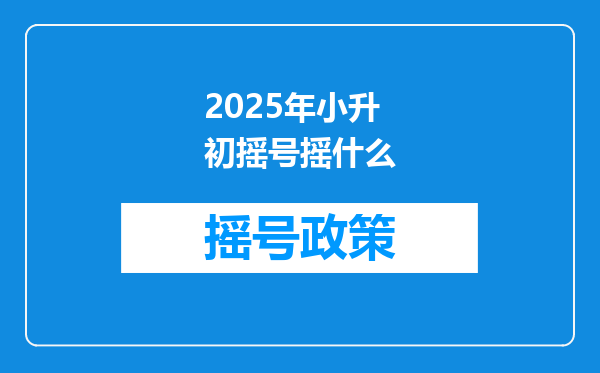 2025年小升初摇号摇什么