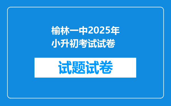 榆林一中2025年小升初考试试卷