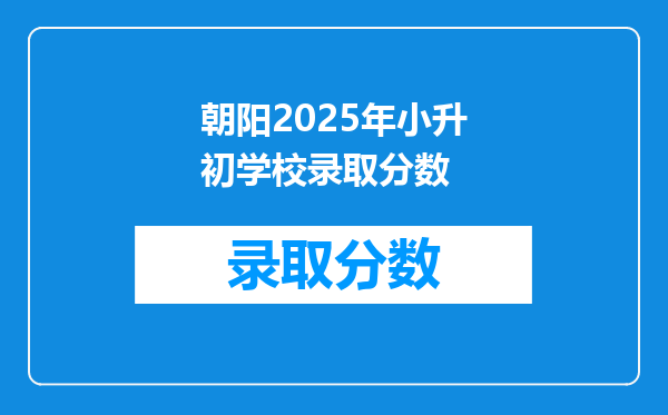 朝阳2025年小升初学校录取分数