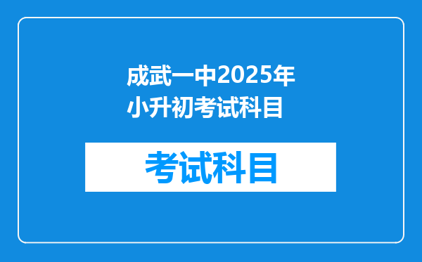 成武一中2025年小升初考试科目