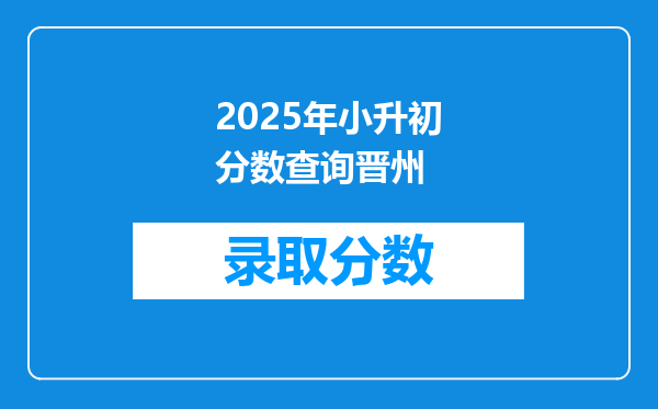 2025年小升初分数查询晋州