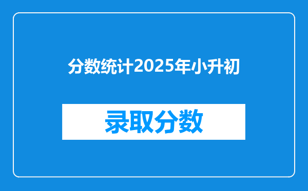 分数统计2025年小升初