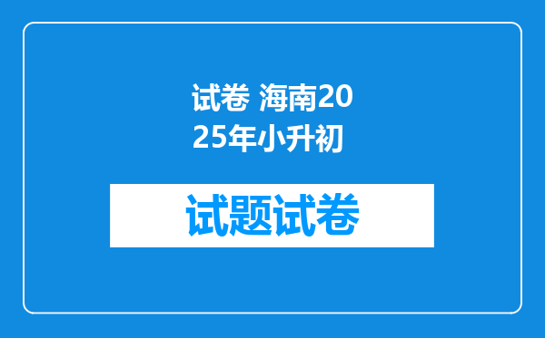 试卷 海南2025年小升初