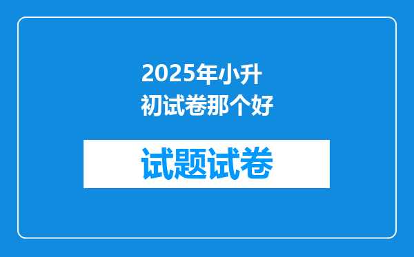 2025年小升初试卷那个好