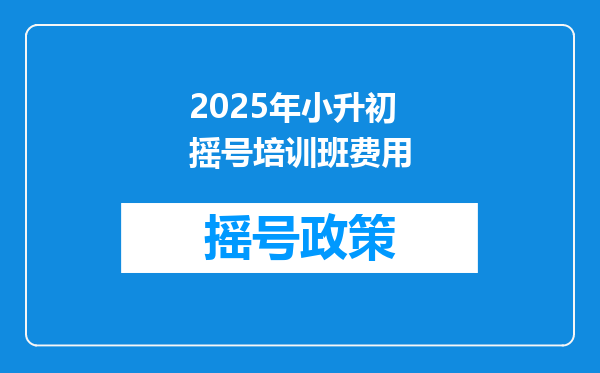 2025年小升初摇号培训班费用