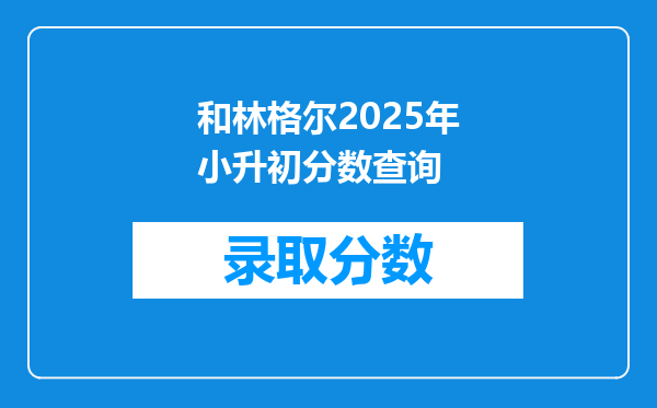 和林格尔2025年小升初分数查询