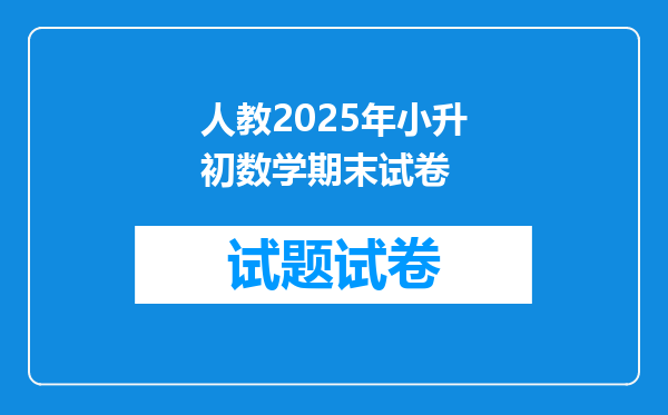 人教2025年小升初数学期末试卷