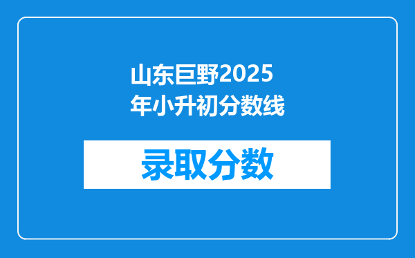 山东巨野2025年小升初分数线