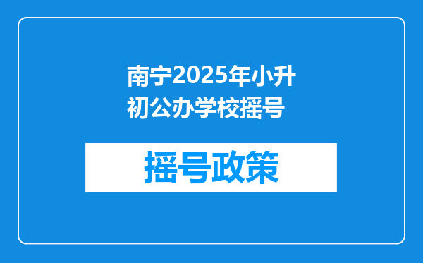 南宁2025年小升初公办学校摇号