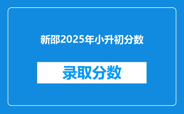 新邵2025年小升初分数